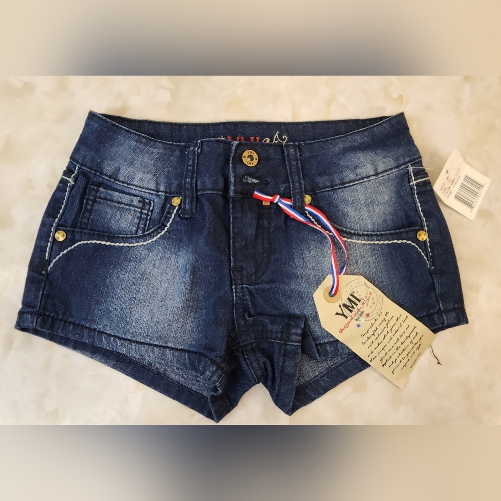 New Girls Size 7 YMI Navy Blue Jean Shorts